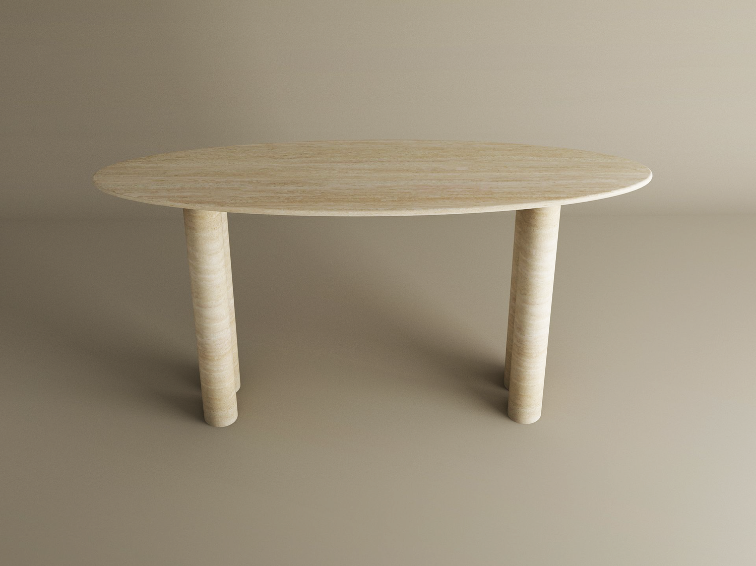 Ellips Travertine Console Table with Cylindrical Base – Pure Travertine Stone Base