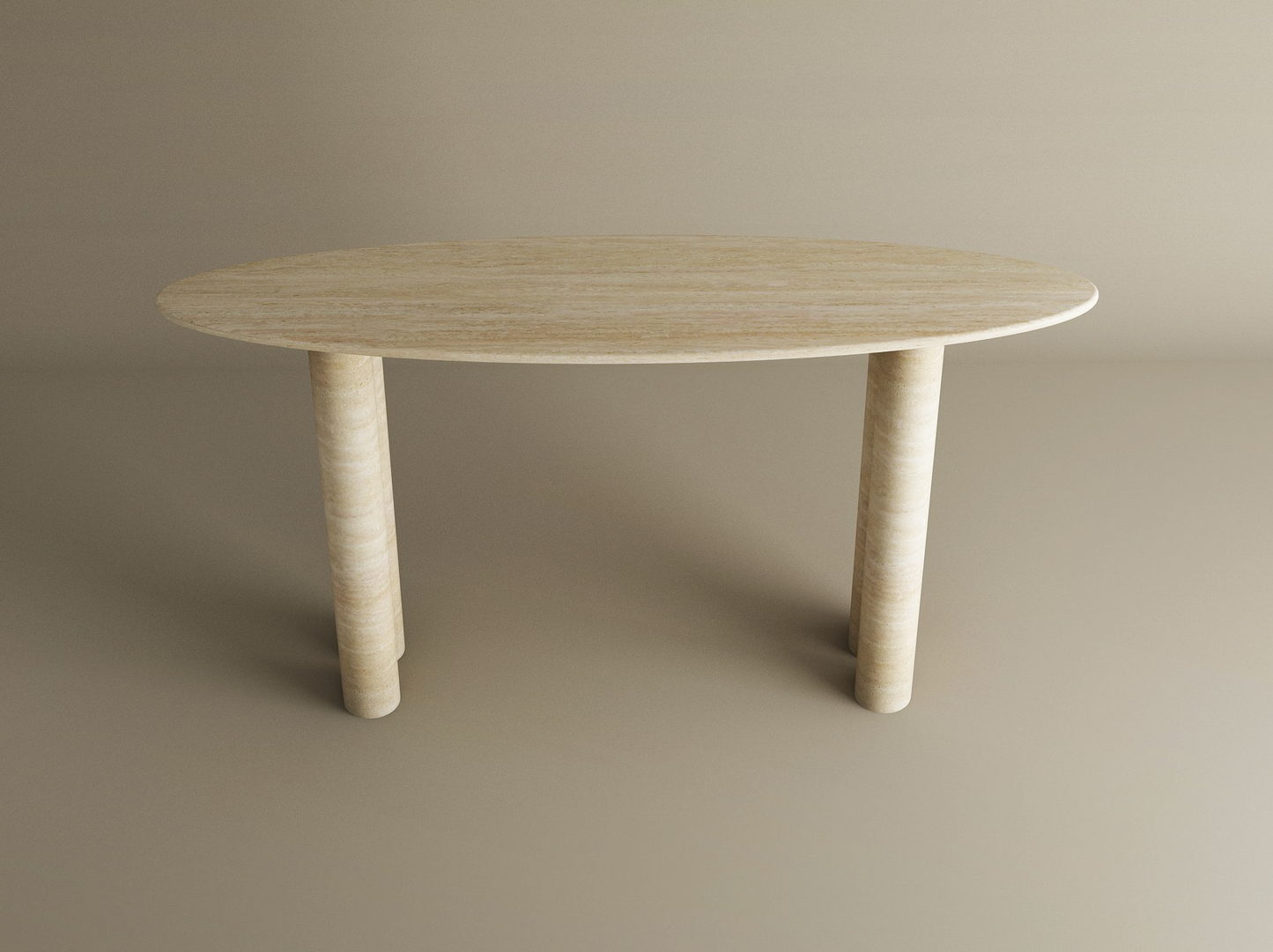 Ellips Travertine Console Table with Cylindrical Base – Pure Travertine Stone Base – Customizable Console Table