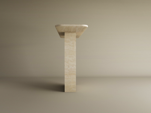 Rectangular Travertine Console Table with Block Base – Natural Stone Base