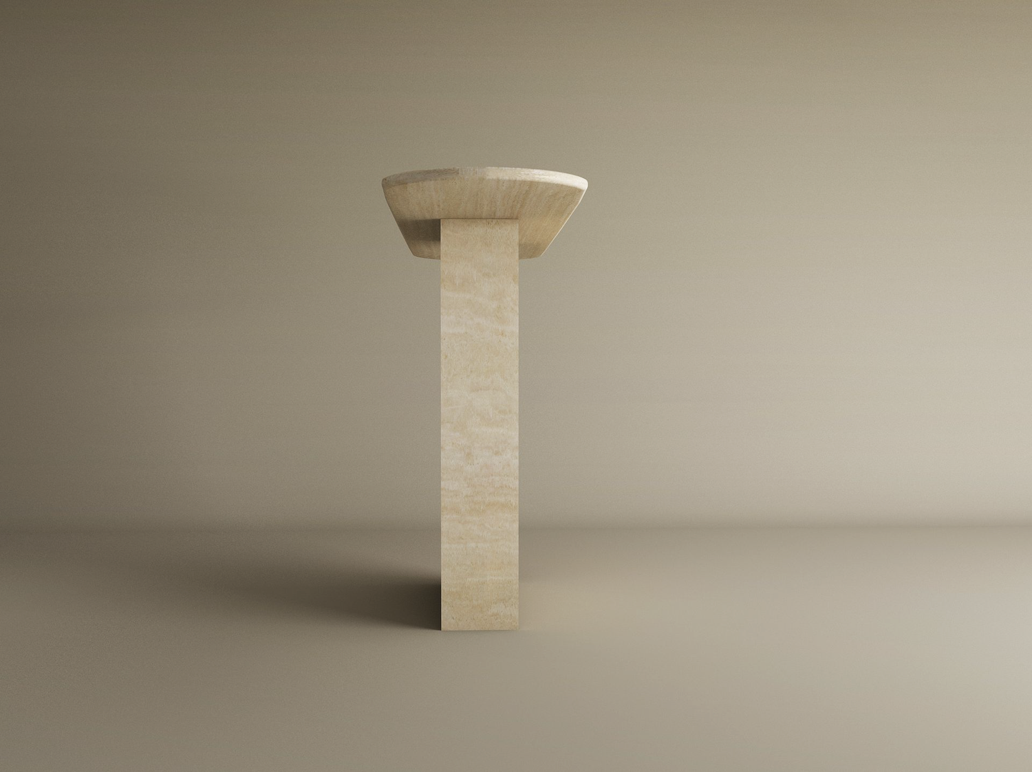 Ovale Travertine Console Table with Block Base – Natural Stone Base