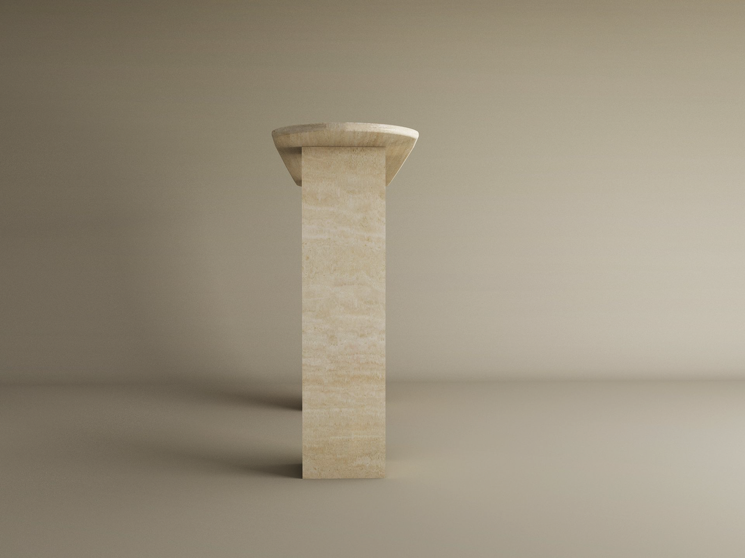 Ovale Travertine Console Table with Rectangular Pedestal Base – Travertine Stone Base