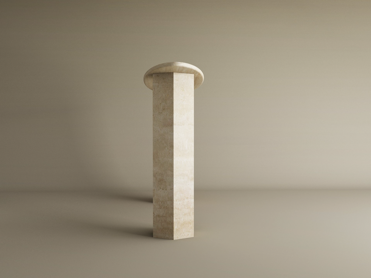 Ellips Travertine Console Table with Hexagonal Pedestal Base – Organic Stone Base