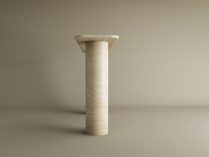 Rectangular Travertine Console Table with Smooth Cylinder Base – Pure Travertine Stone Base