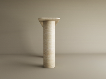 Rectangular Travertine Console Table with Smooth Cylinder Base – Pure Travertine Stone Base – Customizable Console Table