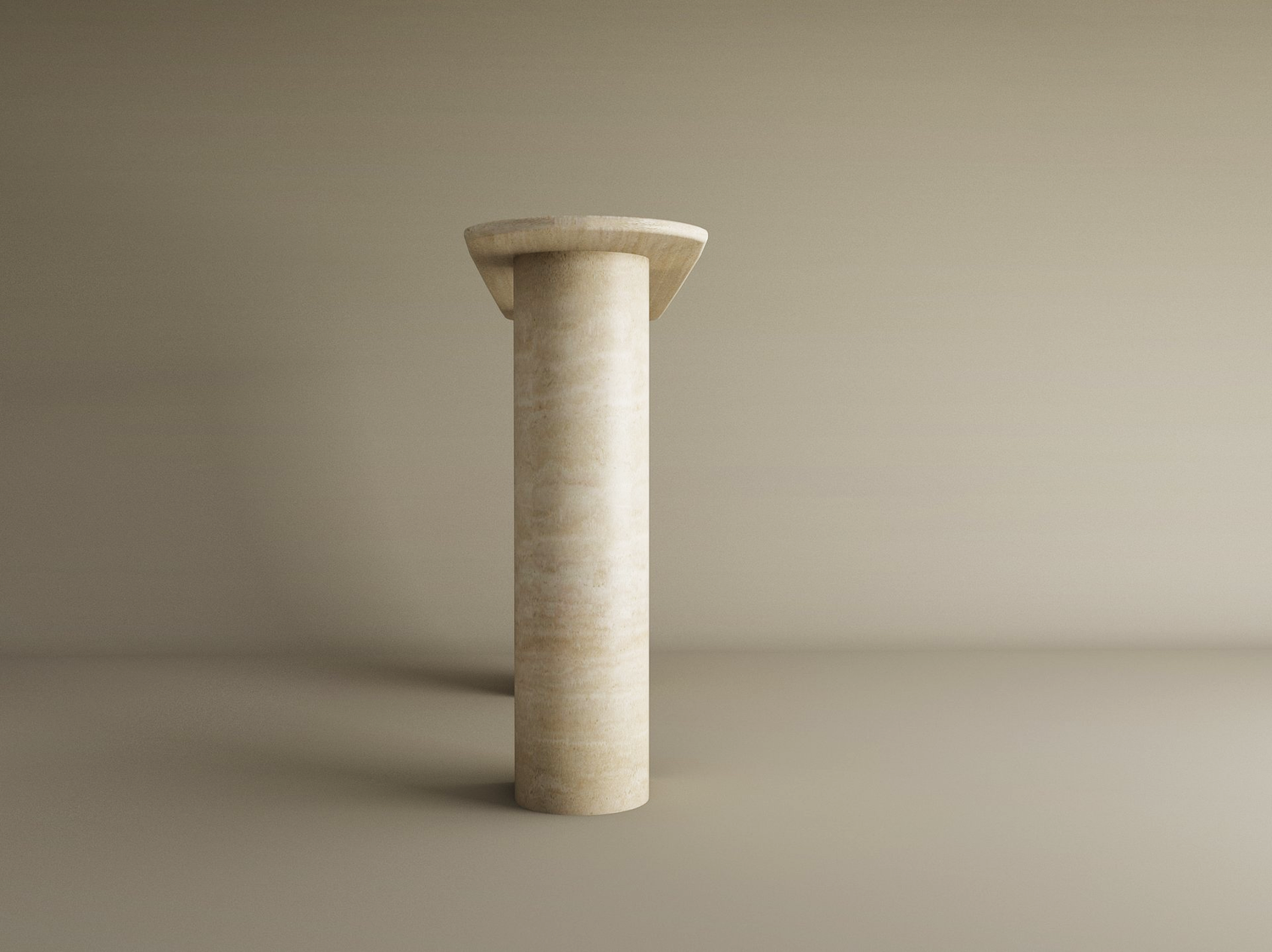 Ovale Travertine Console Table with Sloped Pedestal Base – Natural Stone Base