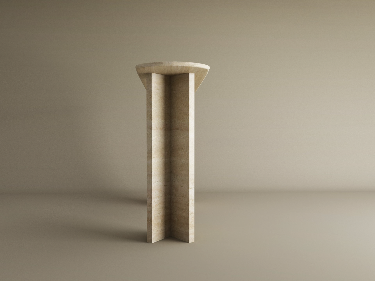 Ovale Travertine Console Table with Split-V Pedestal Base – Travertine Stone Base