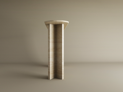Ovale Travertine Console Table with Split-V Pedestal Base – Travertine Stone Base – Customizable Console Table