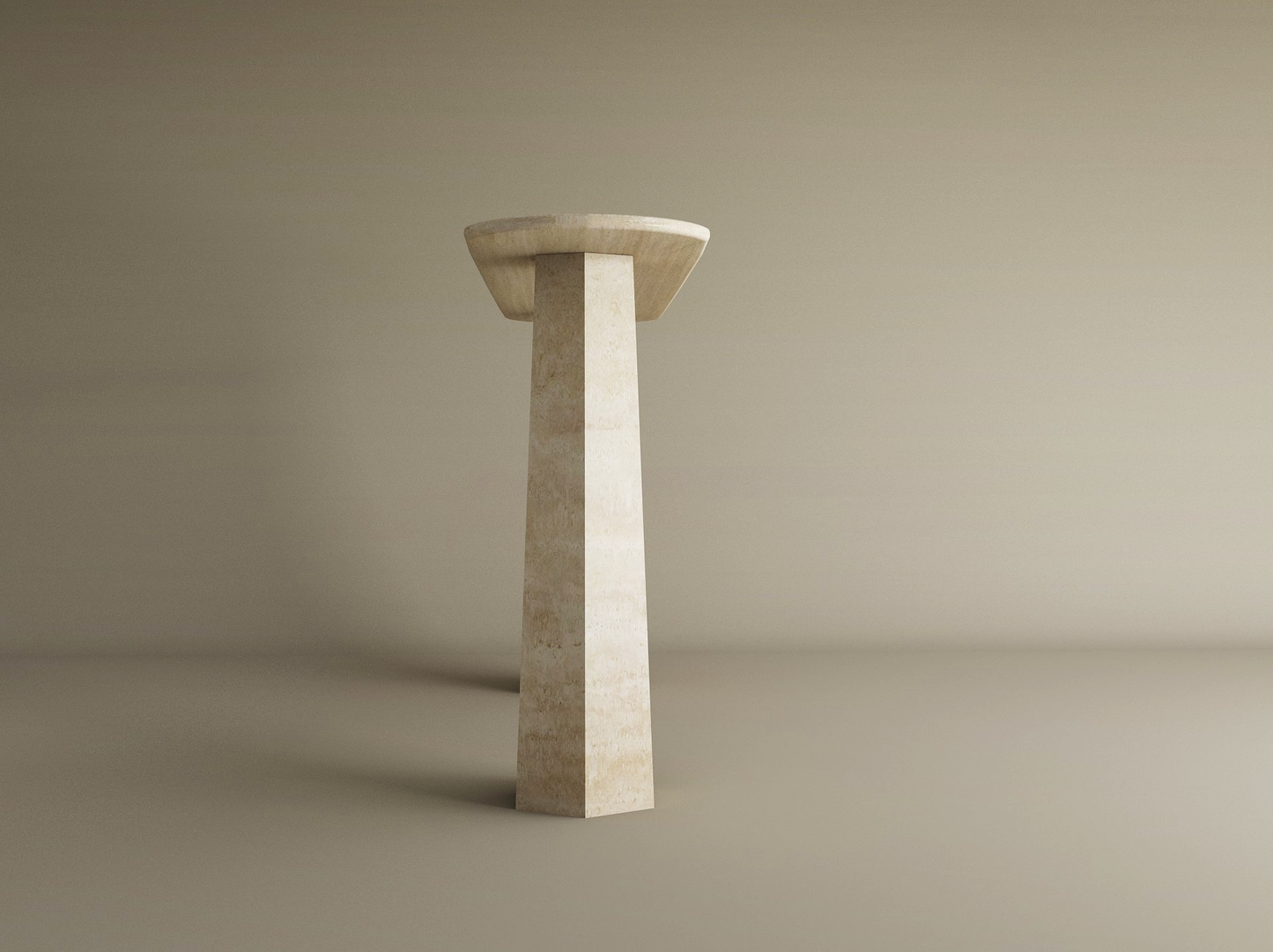 Ovale Travertine Console Table with Tapered Round Base – Solid Travertine Stone Base – Customizable Console Table