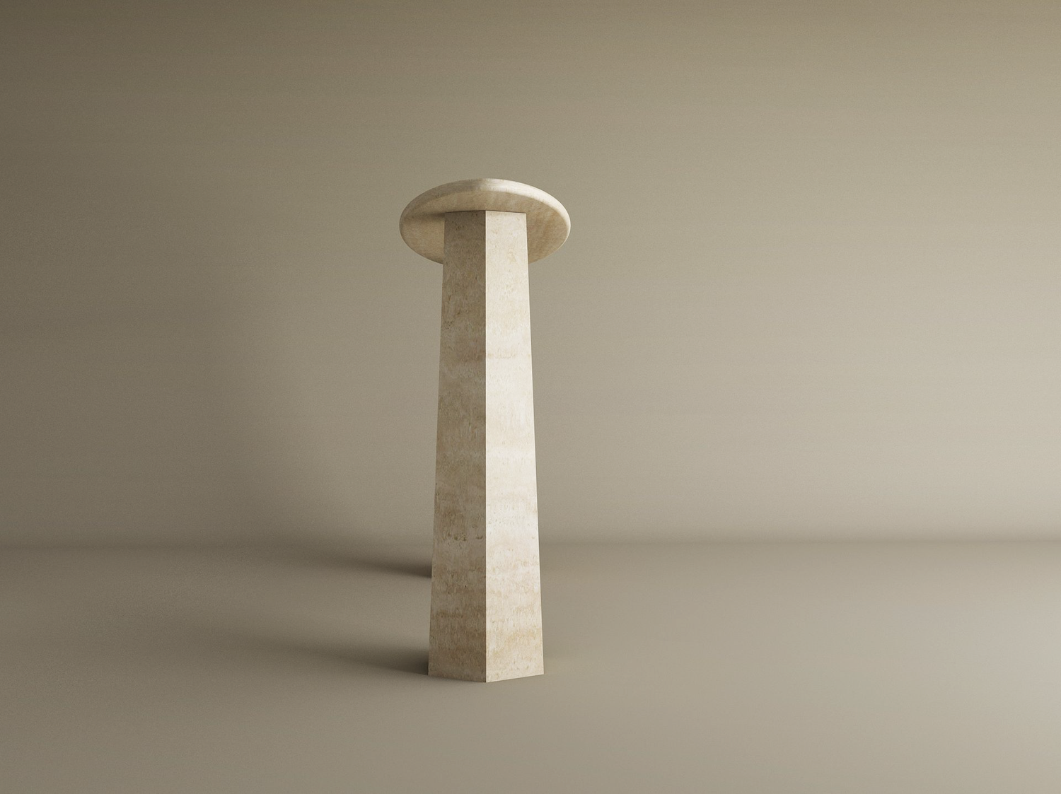 Ellips Travertine Console Table with Tapered Round Base – Solid Travertine Stone Base