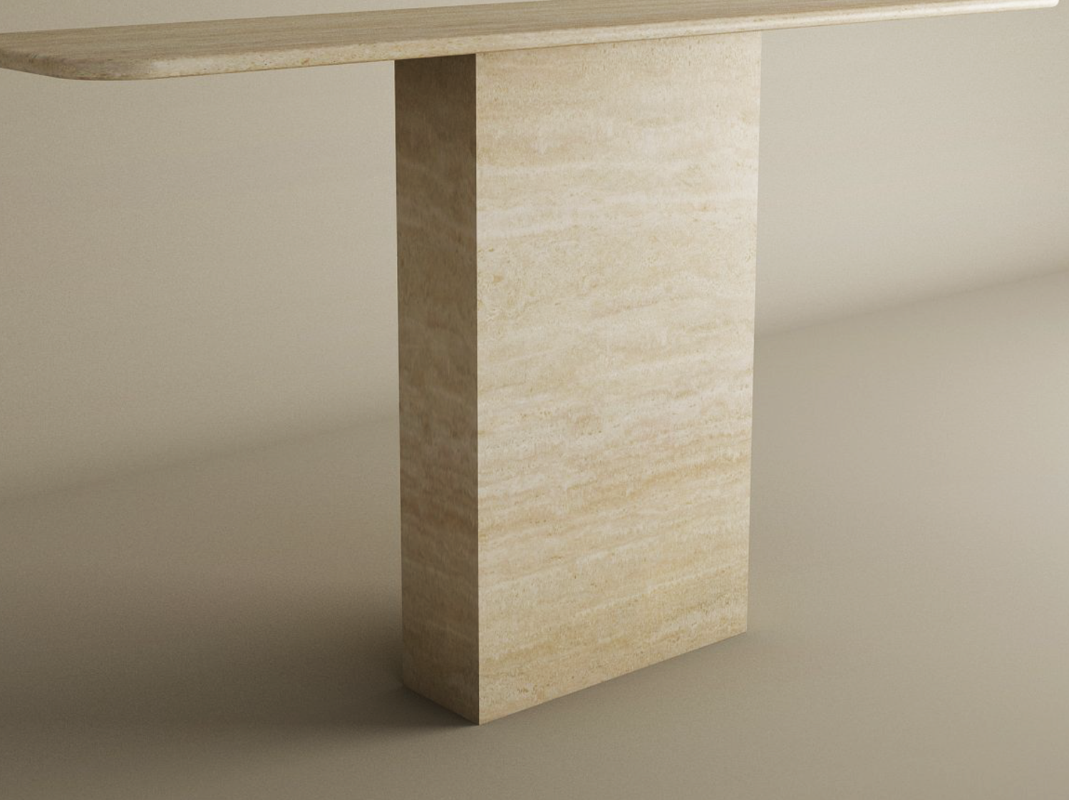 Rectangular Travertine Console Table with Block Base – Natural Stone Base