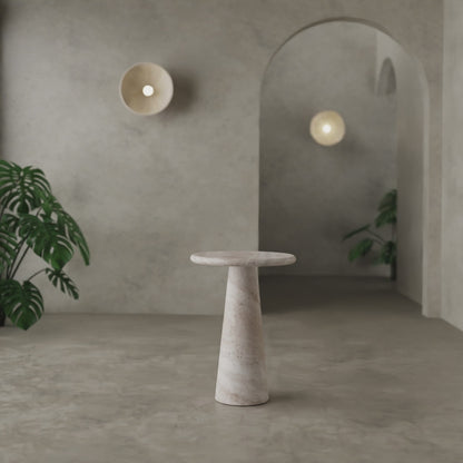 Tavolino Pietra Travertine Column Table – Classic European-Inspired Stone Design