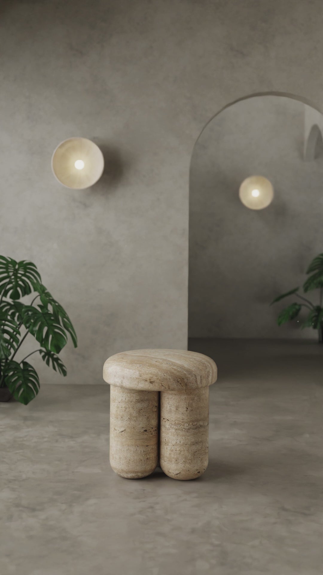 Travertine Elegance Accent Table – Classic and Timeless Natural Stone End Table