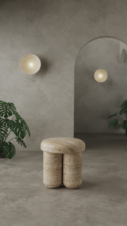 Travertine Elegance Accent Table – Classic and Timeless Natural Stone End Table