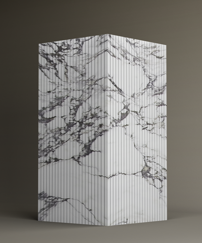 Calacatta Square Fluted Marble Pedestal Vanity Sink