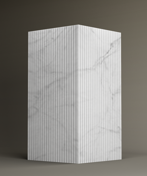 Carrara Square Fluted Marble Pedestal Vanity Sink