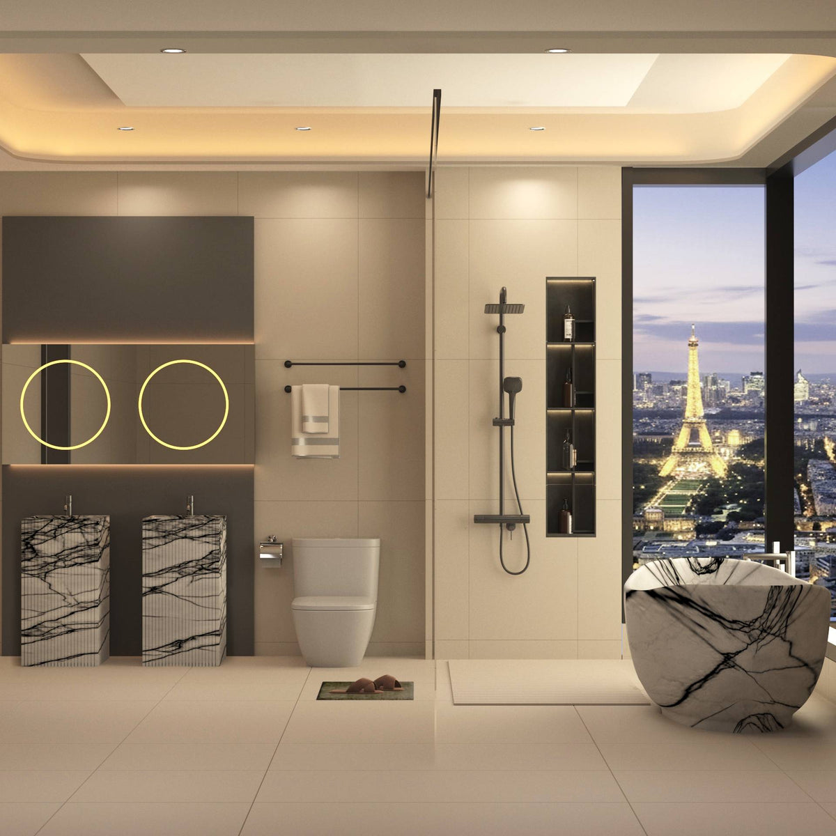 Lilac Square Marble Pedestal Vanity Sink