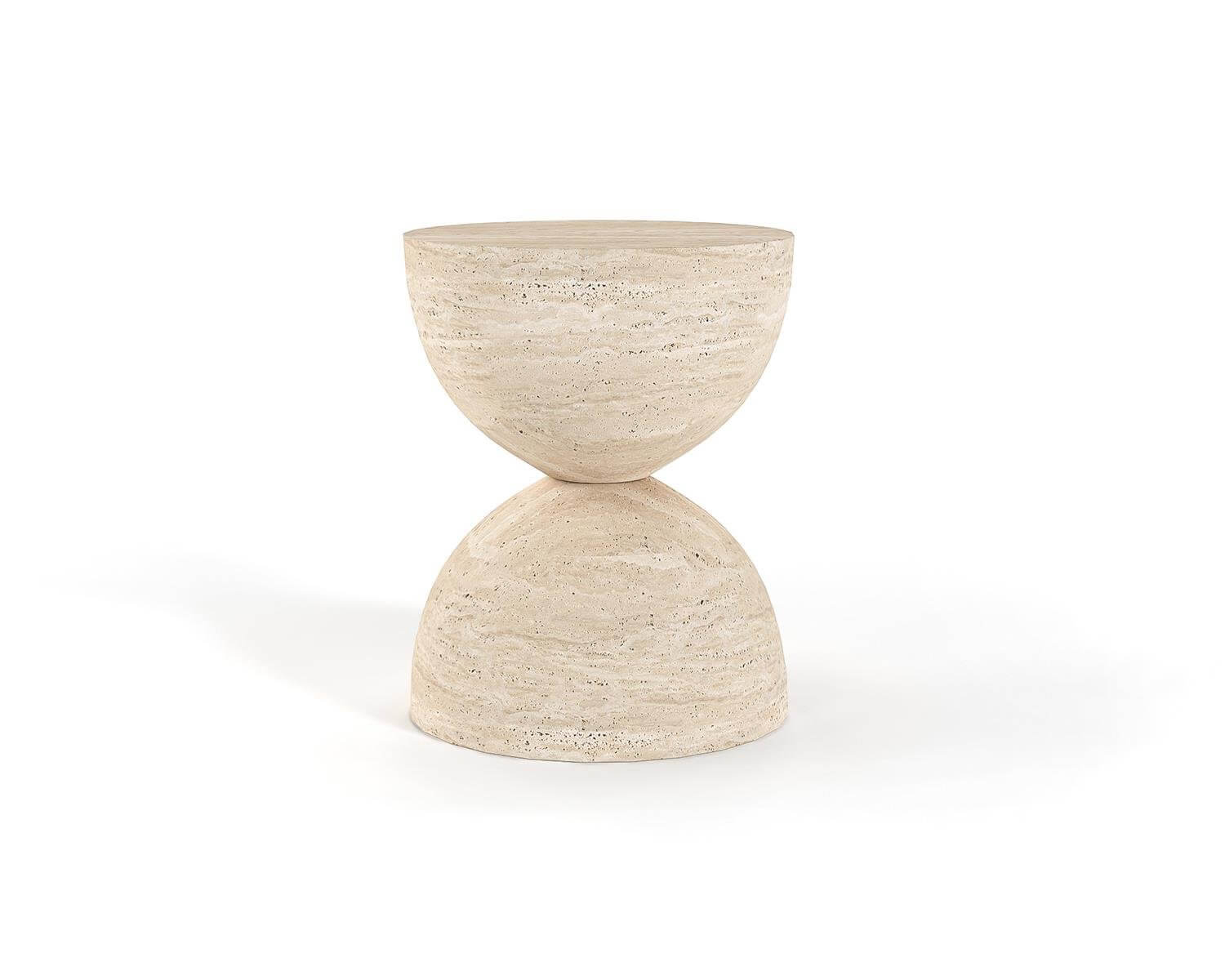 Stylish Terra Sphera Travertine Accent Stool for Contemporary Decor