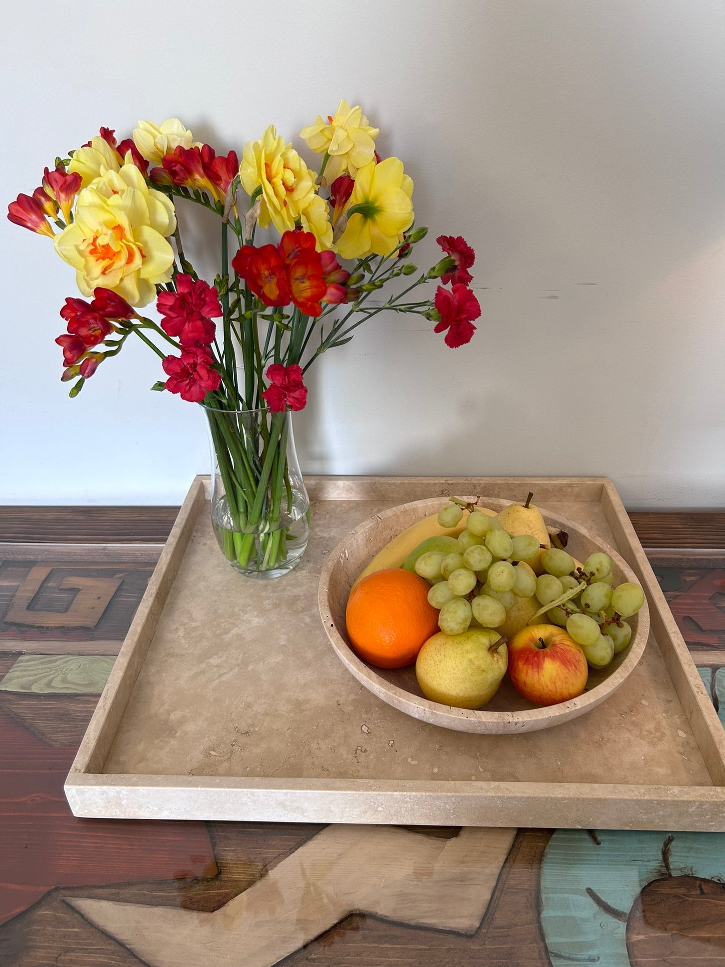 Travertine Tray - Heavy Natural Stone Serving/Catch-All Tray for Kitchen, Bathroom, Photography Props, XXXL